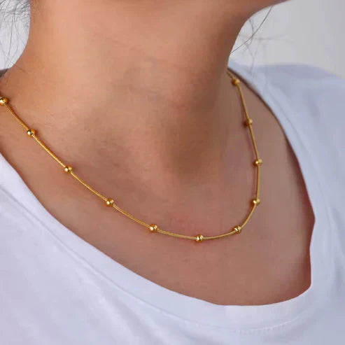 Thin Gold Beads Chain Necklace Jula Jewelry