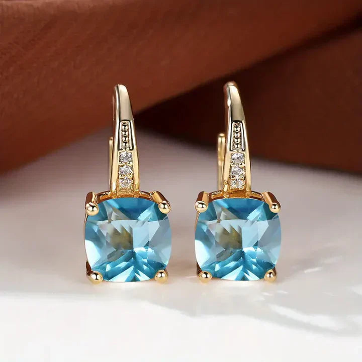 Mystic Gemstone Hoop Gold Earrings Jula Jewelry