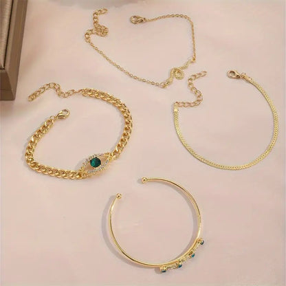 Golden Emerald Charm Bracelet Collection Jula Jewelry