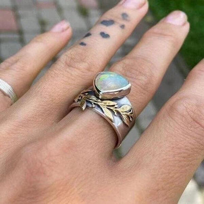 Geometric Opal Leaf Ring Jula Jewelry