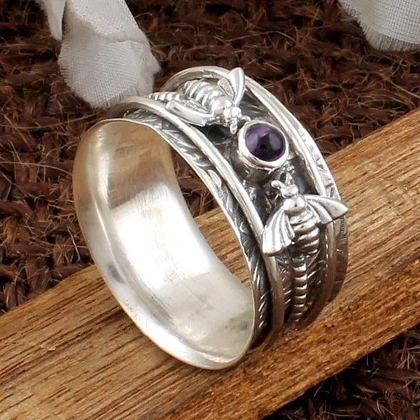 Purple Gemstone Meditation Ring by Bee Jula Jewelry