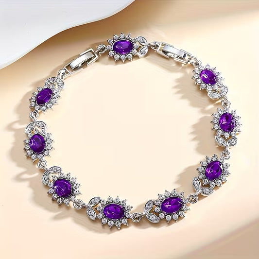 Amethyst Silver Floral Bracelet Jula Jewelry