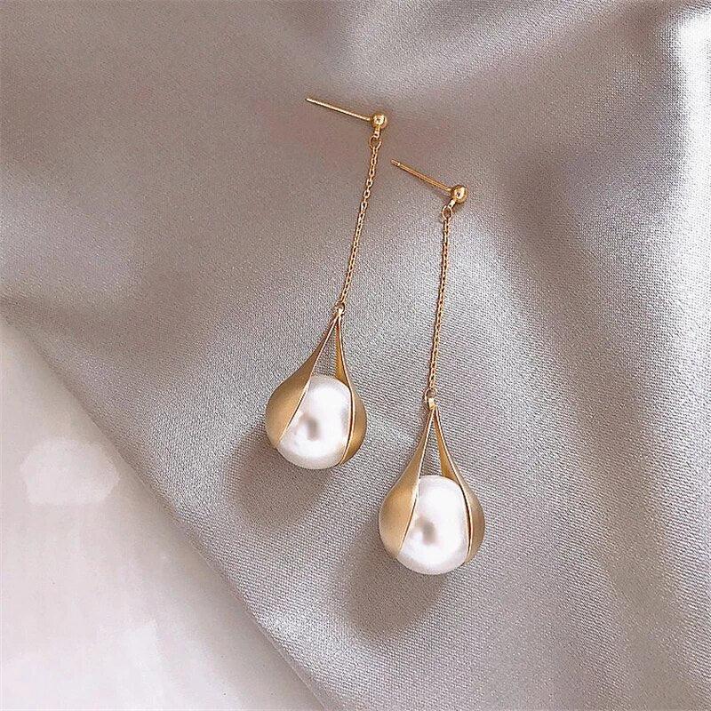 Golden Pearl Earrings Jula Jewelry