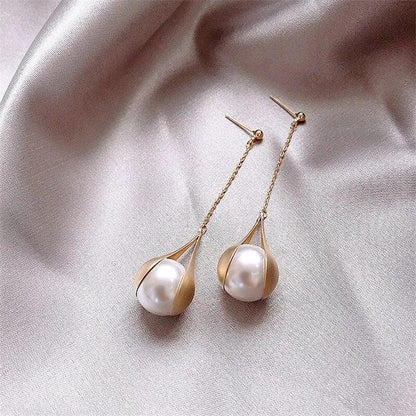Golden Pearl Earrings Jula Jewelry