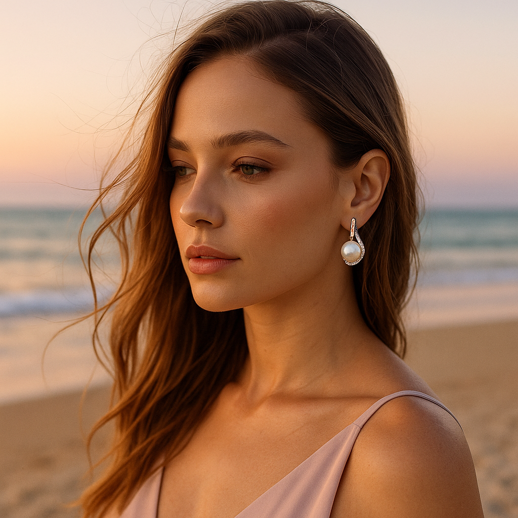 Luxurious Pearl Button Earrings Jula Jewelry