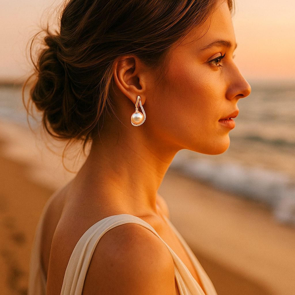 Luxurious Pearl Button Earrings Jula Jewelry