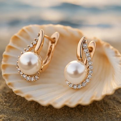 Luxurious Pearl Button Earrings Jula Jewelry