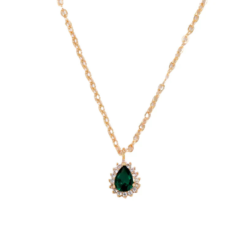 Emerald Teardrop Gold Necklace Jula Jewelry