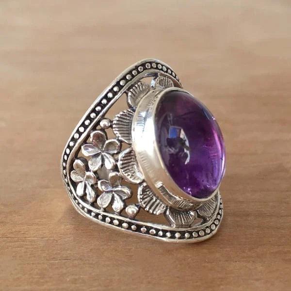 Purple Gemstone Floral Ring Jula Jewelry