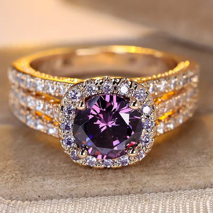 Golden Amethyst Halo Band Jula Jewelry