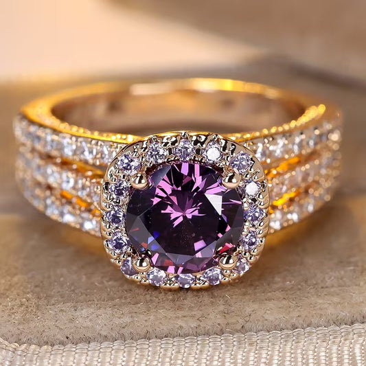 Golden Amethyst Halo Band Jula Jewelry