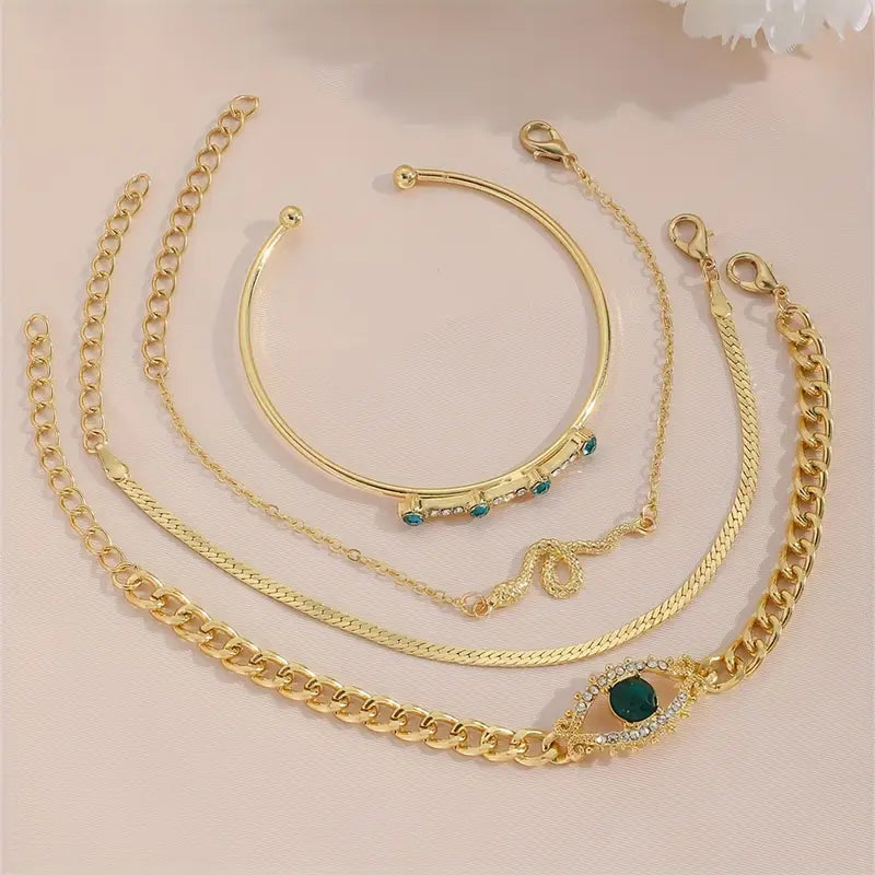 Golden Emerald Charm Bracelet Collection Jula Jewelry