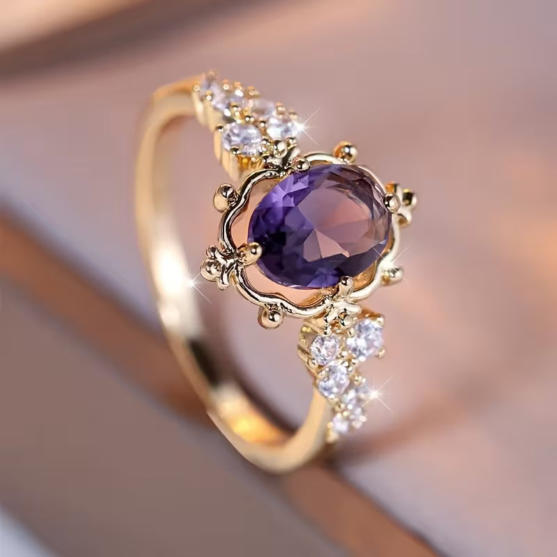 Golden Amethyst Princess Ring Jula Jewelry