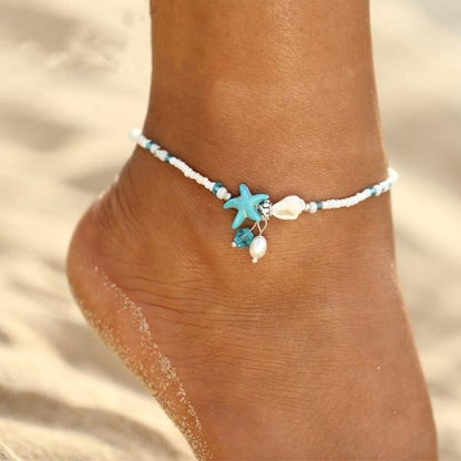 Star and Shell Anklet Bracelet with Gemstones Jula Jewelry