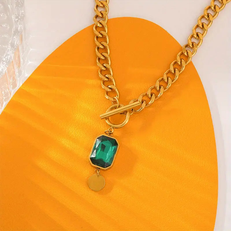 Emerald Gold Chain Necklace Jula Jewelry