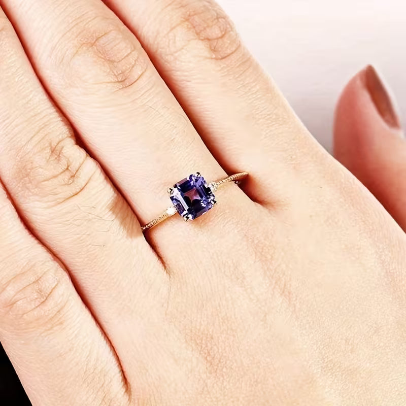 Amethyst Gold Solitaire Ring Jula Jewelry