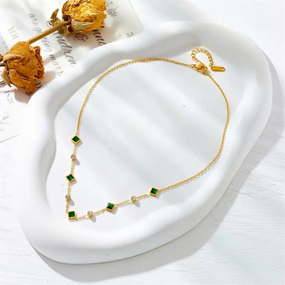 Gold Emerald Geometric Pendant Necklace Jula Jewelry