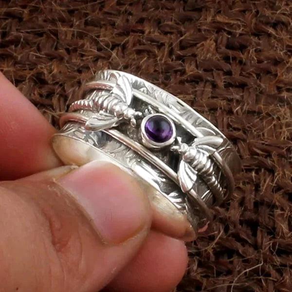 Purple Gemstone Meditation Ring by Bee Jula Jewelry