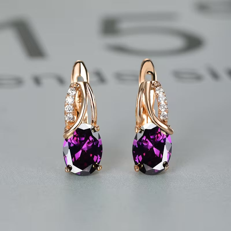 Golden Amethyst Hoop Earrings Jula Jewelry