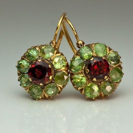 Rounded green and red gemstone earrings Jula Jewelry