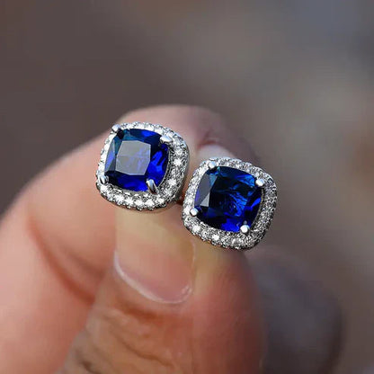 Sapphire Square Stud Earrings Jula Jewelry