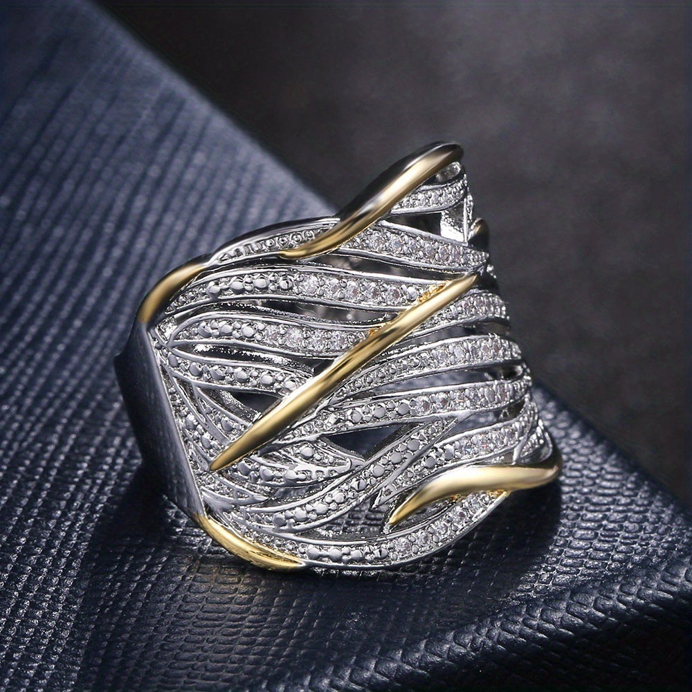 Silver and Gold Interwoven Band Ring Jula Jewelry