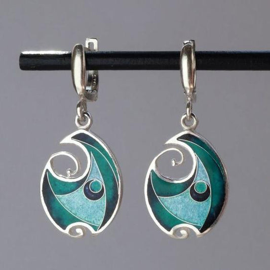 Vintage Blue Enamel Silver Ear Jewelry Jula Jewelry