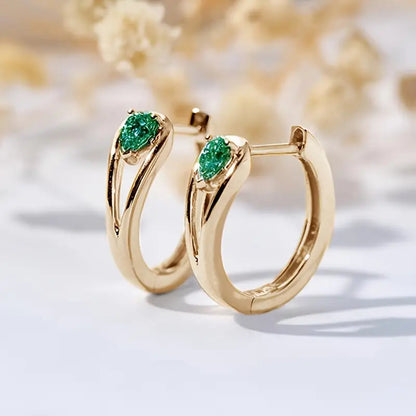 Gold Hoop Earrings with Emerald Accents Jula Jewelry