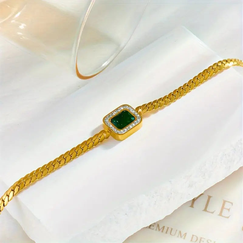Emerald Gold Chain Bracelet Jula Jewelry