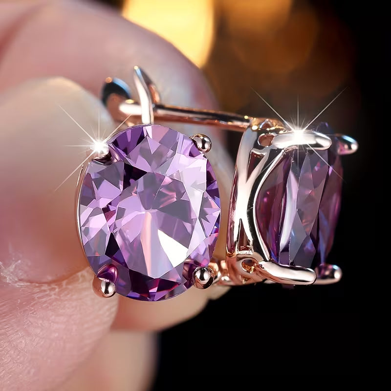 Rose Gold Amethyst Stud Earring Jula Jewelry