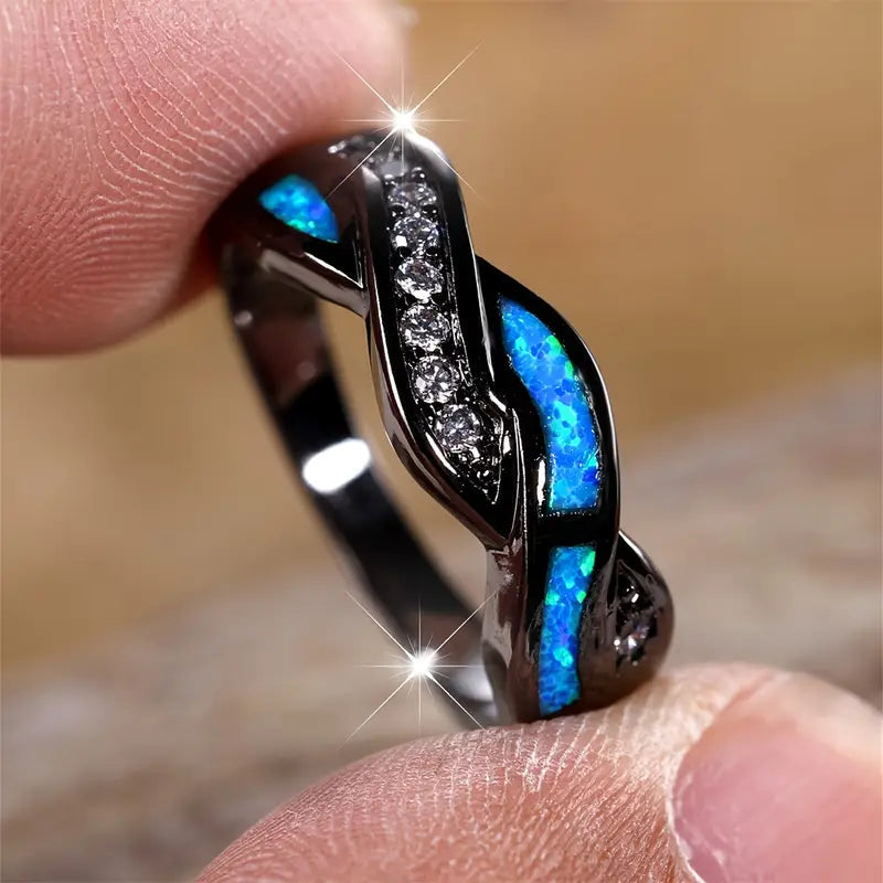 Silver Twisted Inlay Band Jula Jewelry