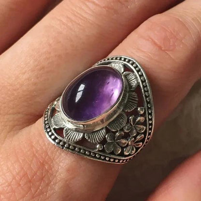 Purple Gemstone Floral Ring Jula Jewelry
