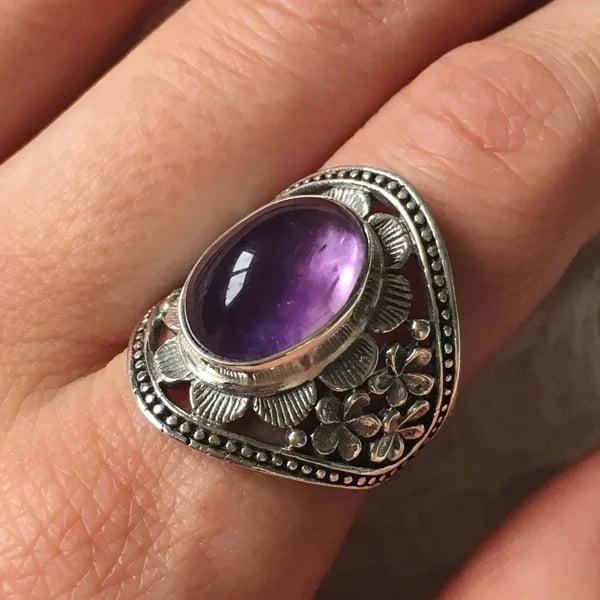 Purple Gemstone Floral Ring Jula Jewelry