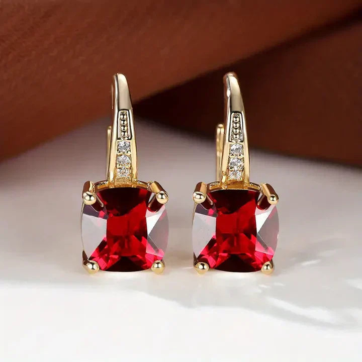 Mystic Gemstone Hoop Gold Earrings Jula Jewelry