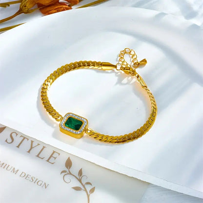 Emerald Gold Chain Bracelet Jula Jewelry