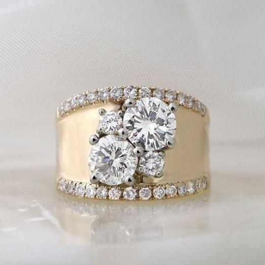 Vintage Gold Radiant Zircon Ring Jula Jewelry