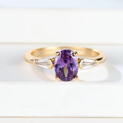 Golden Amethyst Trio-Stone Ring Jula Jewelry