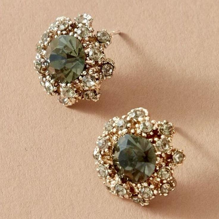 Green glossy vintage round earrings Jula Jewelry