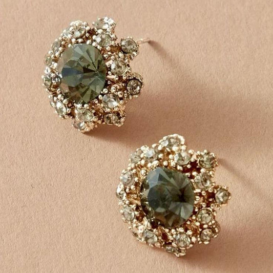 Green glossy vintage round earrings Jula Jewelry