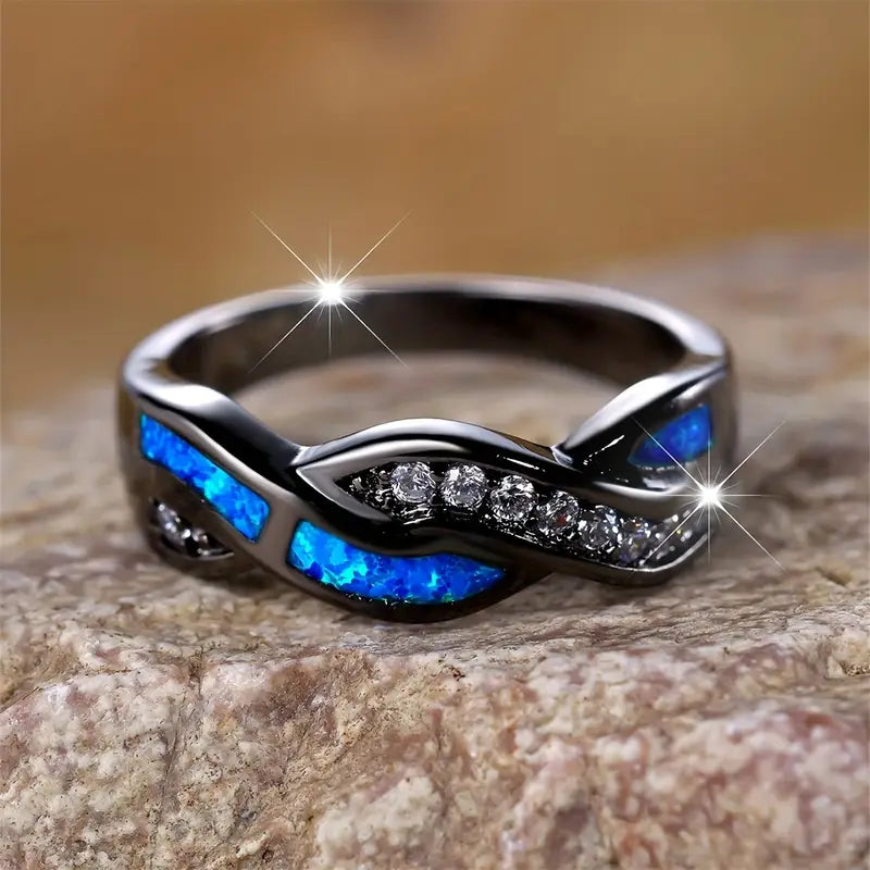 Silver Twisted Inlay Band Jula Jewelry