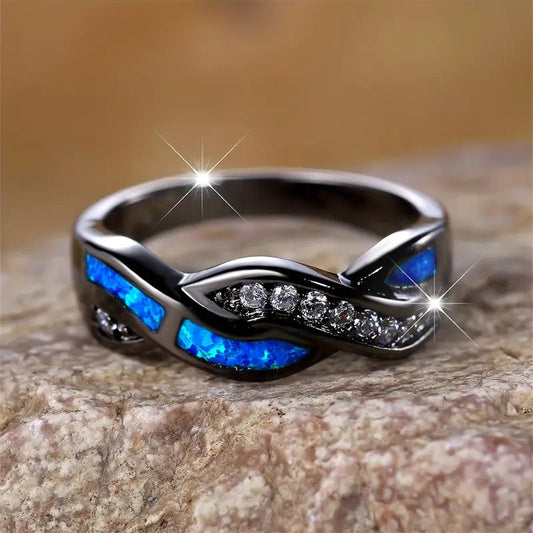 Silver Twisted Inlay Band Jula Jewelry
