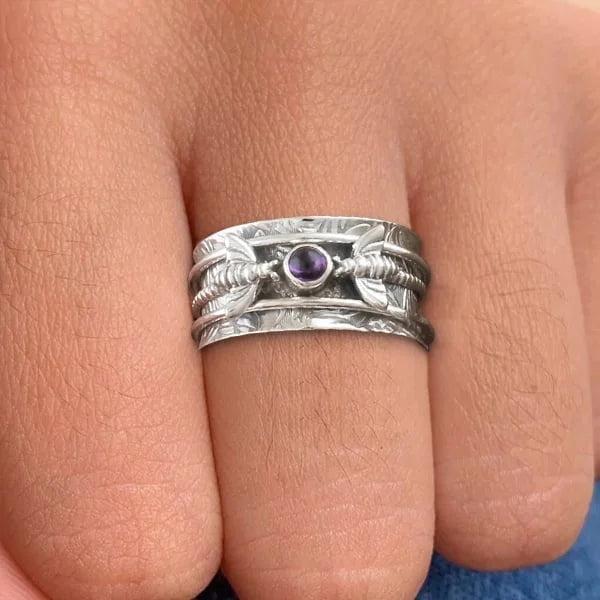 Purple Gemstone Meditation Ring by Bee Jula Jewelry