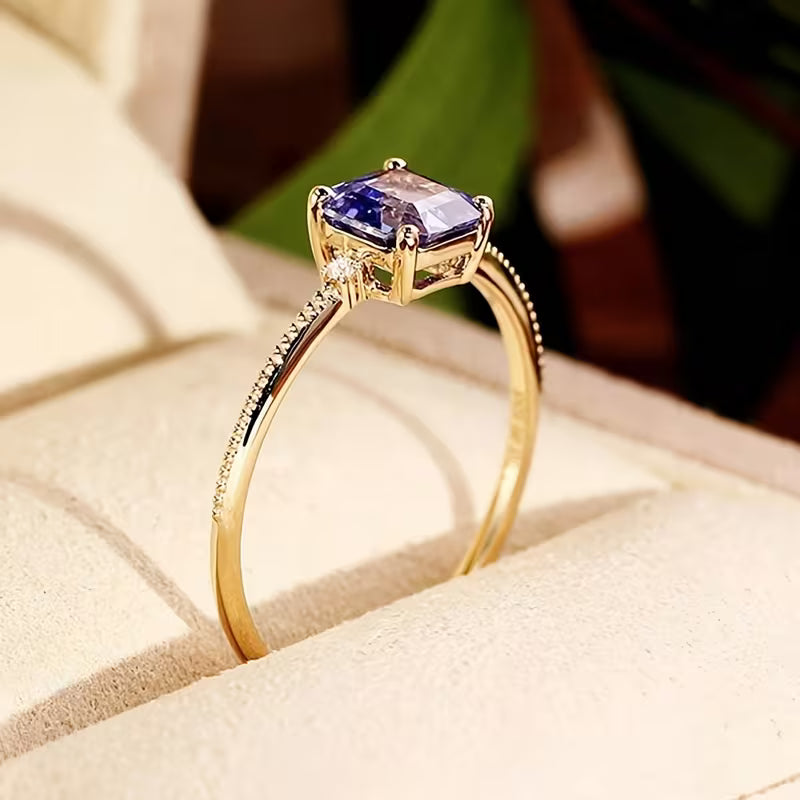 Amethyst Gold Solitaire Ring Jula Jewelry