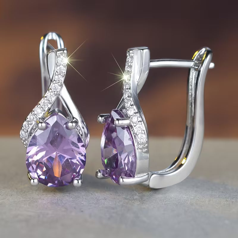 Silver Amethyst Dangle Earrings Jula Jewelry