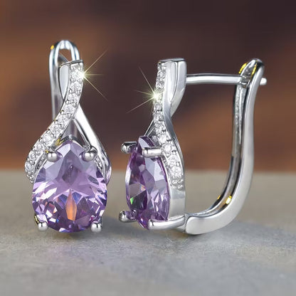 Silver Amethyst Dangle Earrings Jula Jewelry
