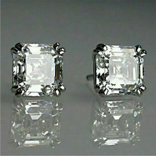 Vintage Square White and Silver Earrings Jula Jewelry