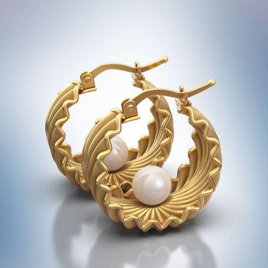 Vintage Gold Pearl Basket Dangle Earrings Jula Jewelry