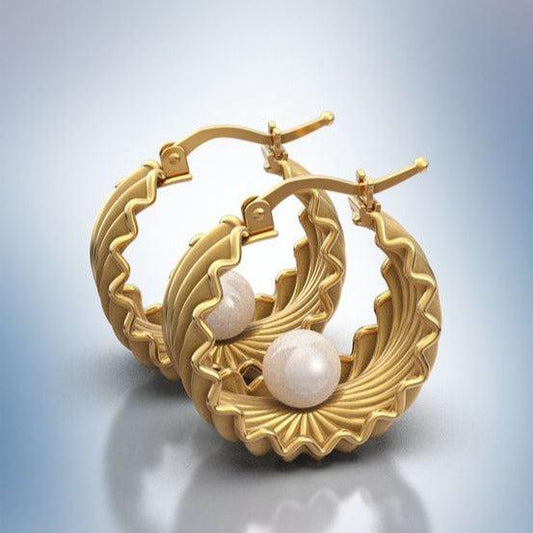 Vintage Gold Pearl Basket Dangle Earrings Jula Jewelry
