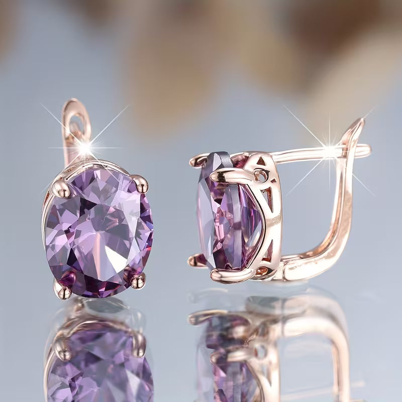 Rose Gold Amethyst Stud Earring Jula Jewelry