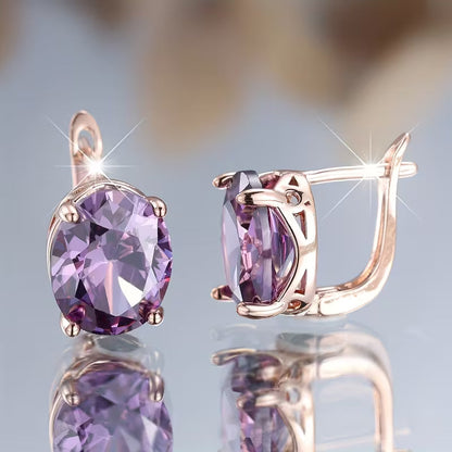 Rose Gold Amethyst Stud Earring Jula Jewelry